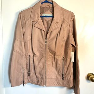 New with tags Cleo faux leather camel jacket L